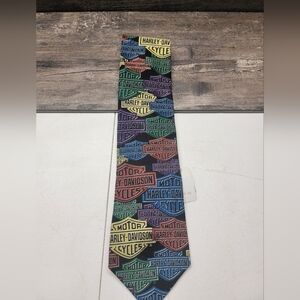 VTG 1997 Harley Davidson Ralph Marlin Neck Tie Motorcycle USA Made 57” Long